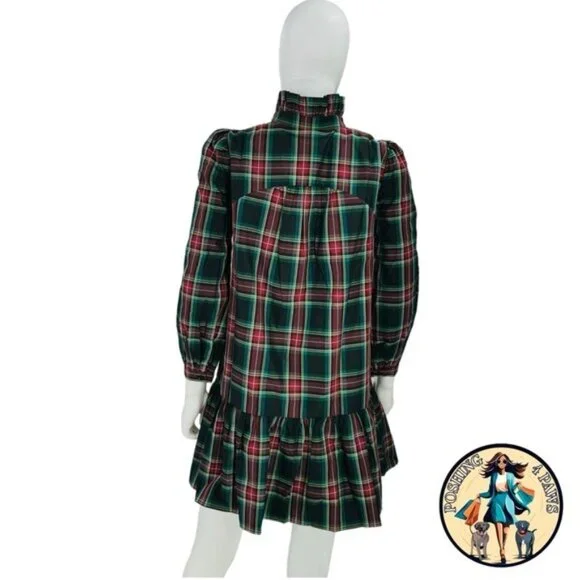 Tuckernuck Palmerston Tartan Plaid Drop Waist Long Sleeve Mini Dress Size XS - Picture 12 of 16